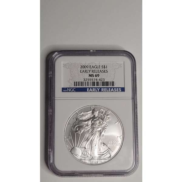 NGC 2009 MS 69 Early Releases 1 Troy Ounce .999 Fine Silver American Eagle