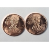 Image 1 : (2) Walking Liberty Design 1 Ounce .999 Pure Copper Bullion Rounds