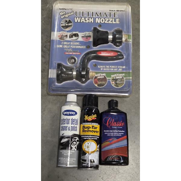 New! Auto Wash And Detail Items Including Wash Nozzle, Bug & Tar Remover, And Detail Spray