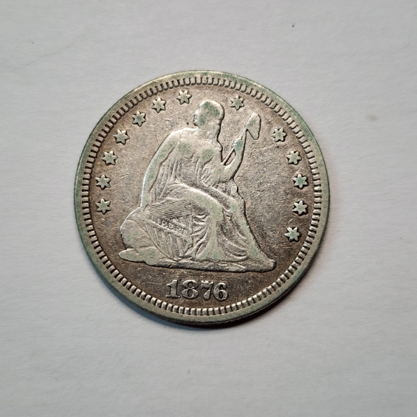 United States 1876 Seated Liberty Quarter - 90% Silver - Nice Coin! 