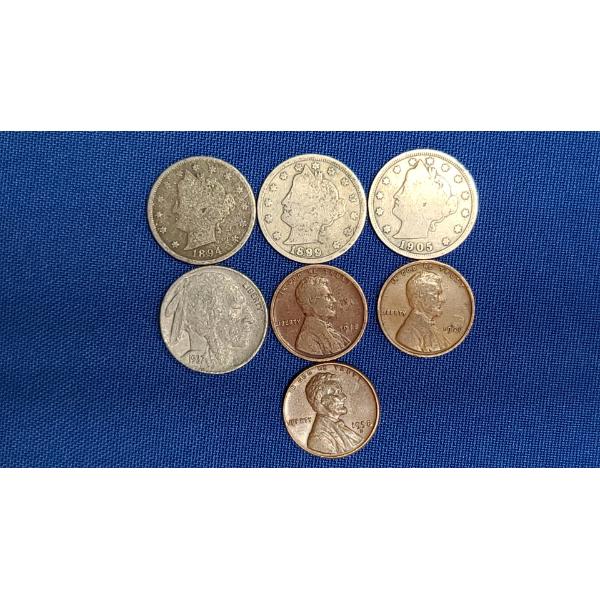 Assorted Lot Of U.S Buffalo/V Nickels & Lincoln Wheat Cents - Face Value: $0.23