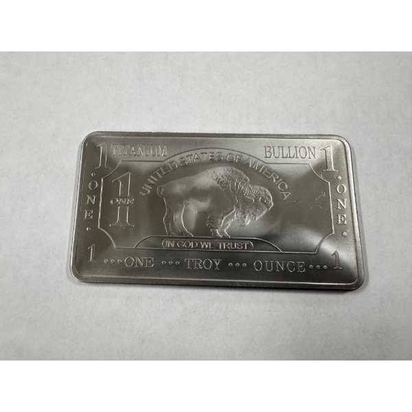 Buffalo .999 Fine Titanium One Troy Ounce Bar - Mint Condition - Exceptional Piece