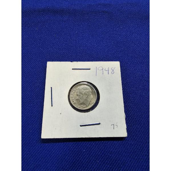 1948 Silver Roosevelt Dime 90% Silver - in Protective Sleeve