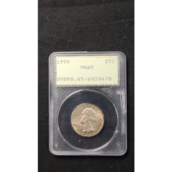 PCGS 1955 MS65 90% Silver Washington Quarter 