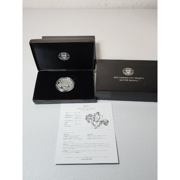 2022 American Liberty Silver Medal - 1 Troy oz .999 Fine Silver Proof Coin in Display Box with CoA