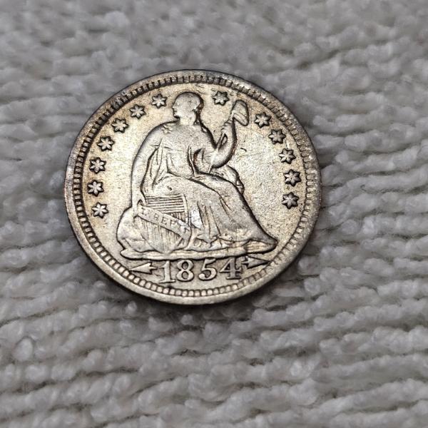 90% Silver 1854 Seated Liberty Half-Dime FV: $.05