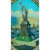 Image 2 : Antique ART - Oval Wood Frame with curved Reverse Painted Glass - Statue Of Liberty  - 25" x 19"