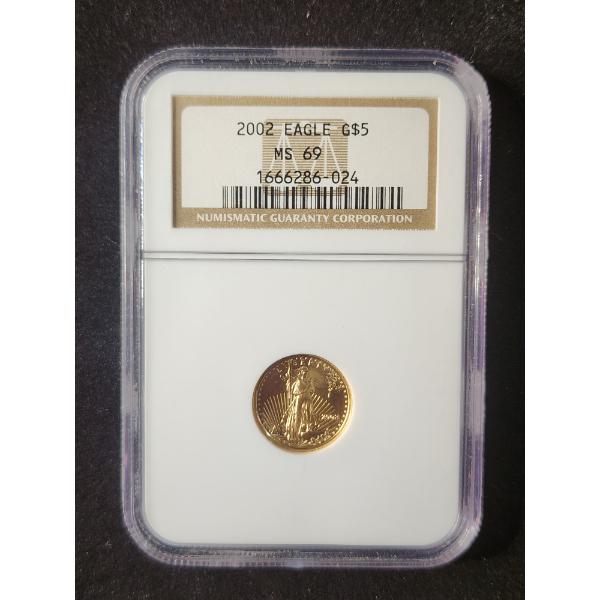 NGC MS69 2002 $5 American Eagle 1/10 Oz Gold Coin