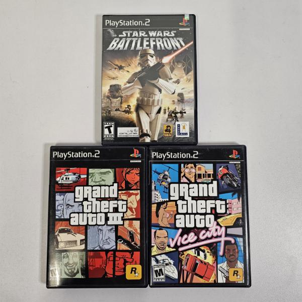 Three Sony PlayStation 2 Video Games Lot ft. Grand Theft Auto 3 and GTA:Vice City