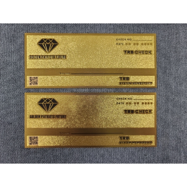 Lot of Two "Golden Patriots Future" TRB Checks - TRUMP GOLD FOIL CHECK