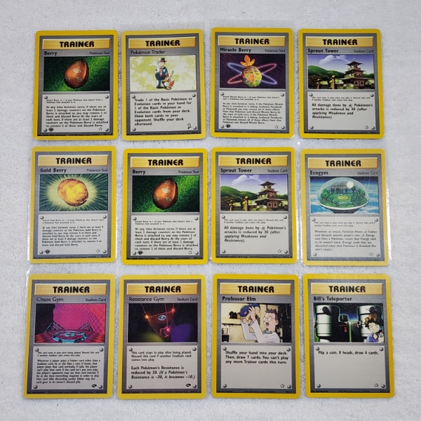 13 Assorted Vintage Trainer Pokemon Trading Cards Ft. Many 1st Editions ~ All Near Mint!