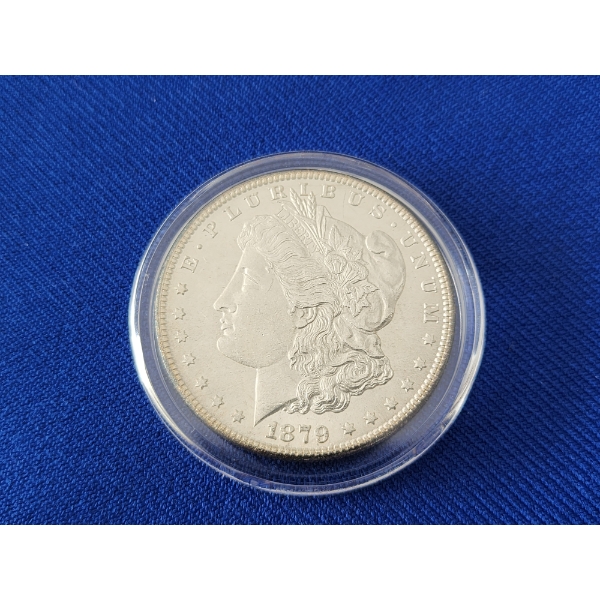 Brilliant Uncirculated 1879-S 90% Silver Morgan Dollar in Capsule