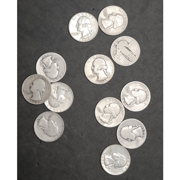 Assorted Years/Mint Marks Washington & Standing Liberty 90% Silver Quarters - Face Value: $3.00