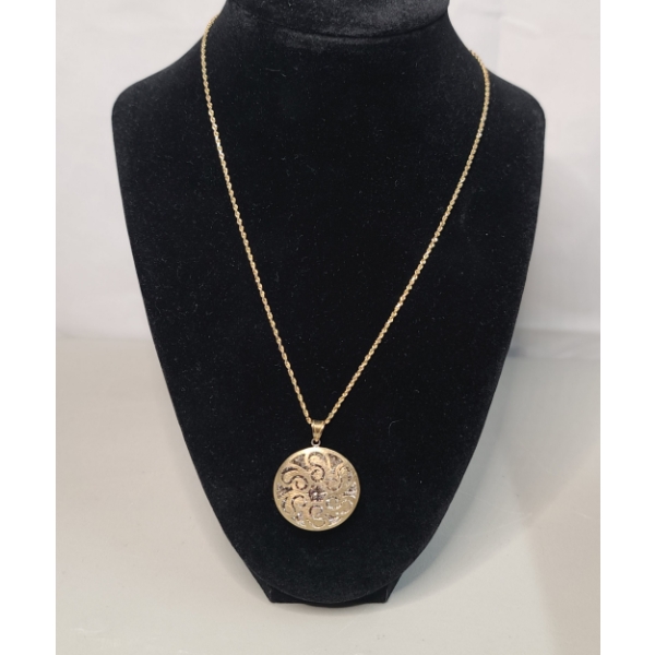 Gold Plated Sterling Silver 18" Ornate Filgree Necklace - Weight: 7.5g