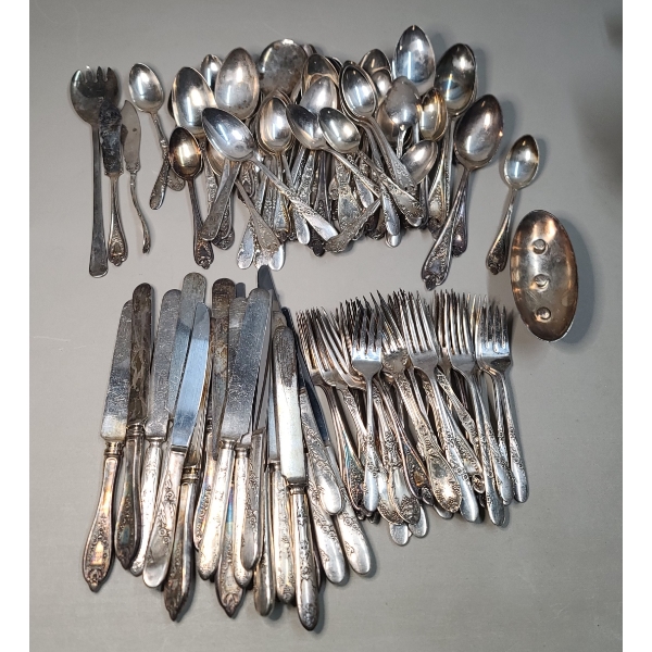 Assorted W. M Rogers/Tudor Plate Oneida Silverplated Flatware & Taper Candle Holder -Over 10 lbs
