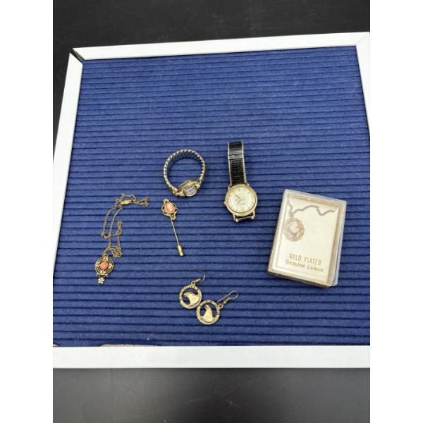Lot of Costume Jewelry - Gold Plated Genuine Cameo Necklace - 2 Watches - Necklace - Harley Davidson