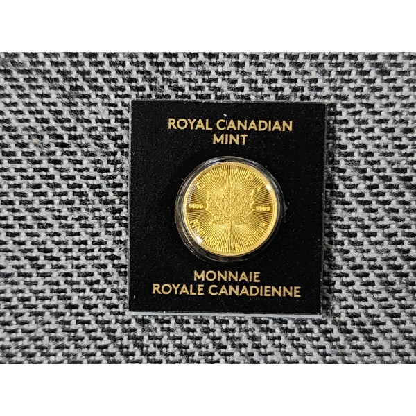 2019 Gold .9999 Fine 1 Gram Royal Canadian Mint Maple Leaf in Card!