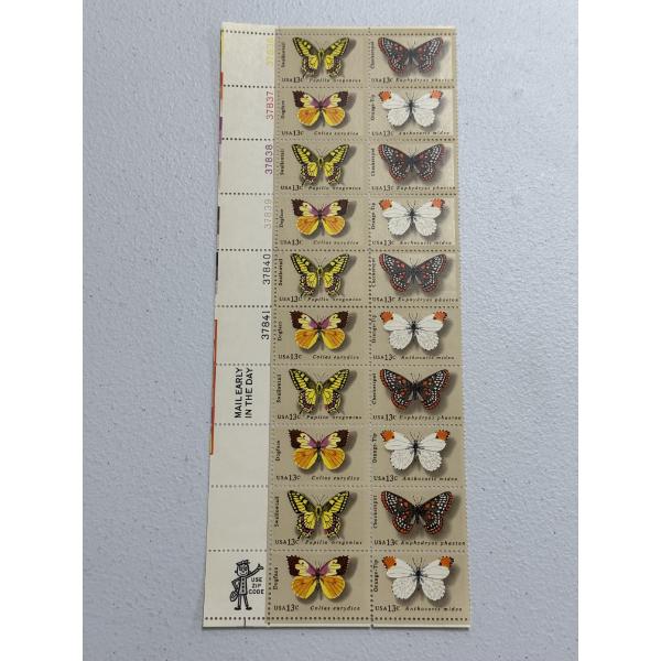 Rare Butterfly 13 Cent Block Plate US Stamps - Mint Condition