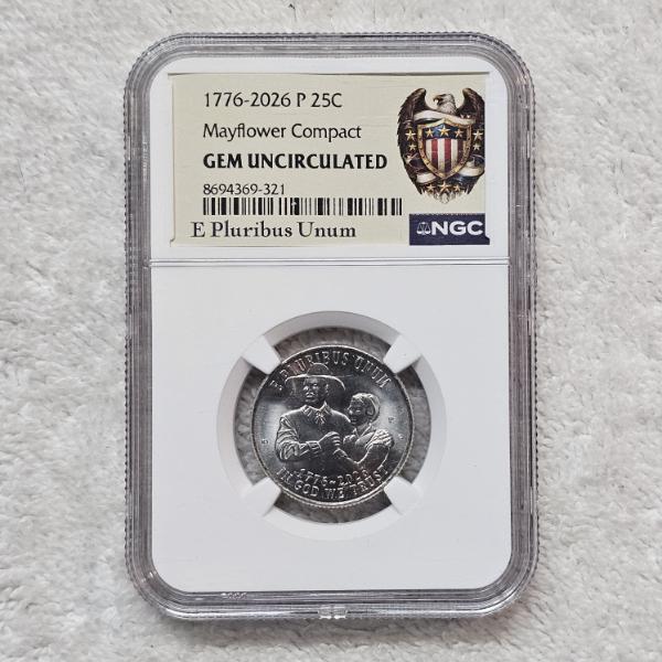 NGC Gem Uncirculated 1776-2026 P Mayflower Compact Quarter