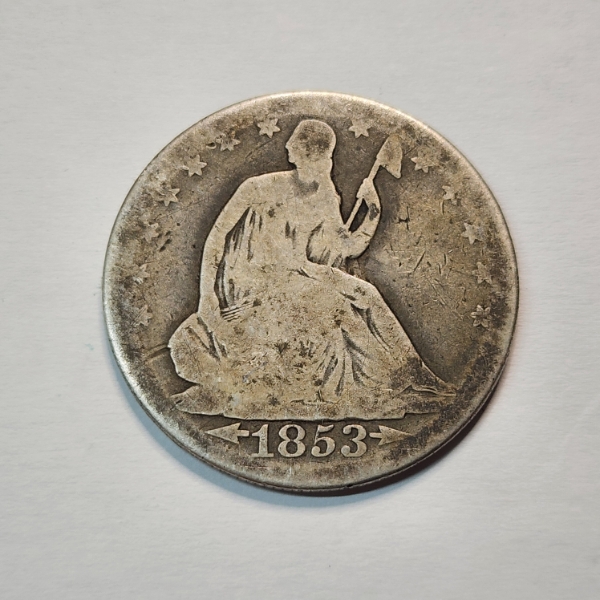 1853 United States Seated Liberty Half Dollar w/ Arrows - 90% U.S. Silver 