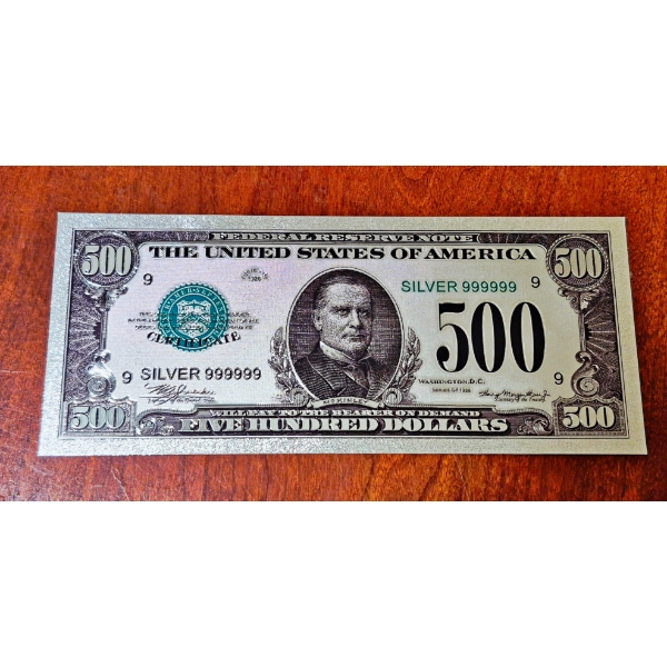 1934 US "$500 " SILVER Foil Note  -  PURE 24k (.999) SILVER Foil    They weigh approx 3 - 4 Grams