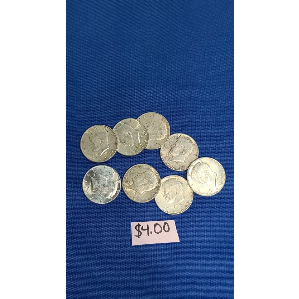 1964 90% Silver Kennedy Half Dollars - Face Value: $4.00