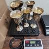 Image 2 : Set of Five Silverplated Swirl Goblets & Silverplated Pitcher - Total Weight: 5.4 lbs