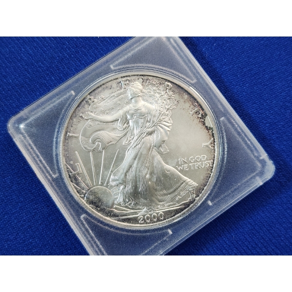 2000 Silver American Eagle - 1 Ounce .999 Fine Silver - In Coin Holder