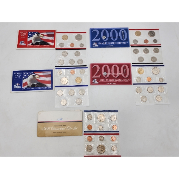 5 - U.S. Mint Uncirculated Coin Sets: 2003, 1986, 2000