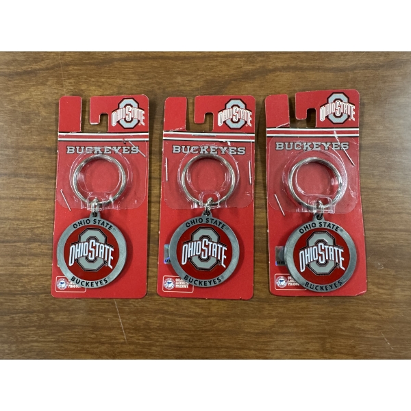 3 - Ohio State Buckeyes Pewter Keychains - Brand New - Officially Licensed