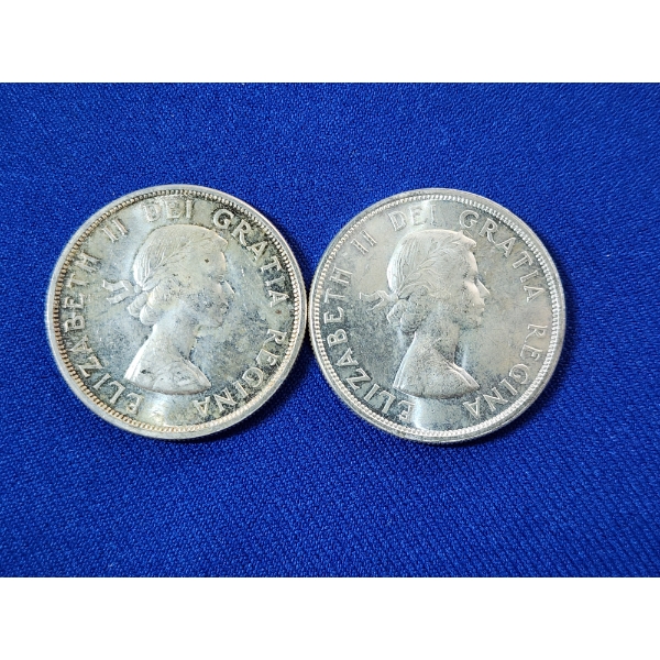 1961 & 1962 Canadian Voyager 80% Silver Dollars 