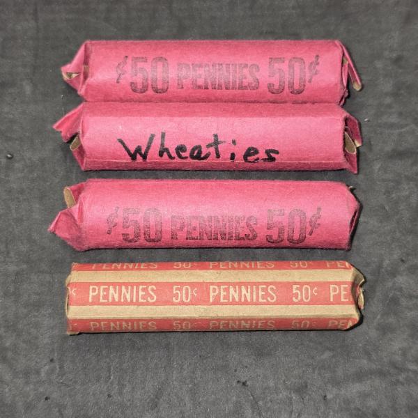 4 Rolls Uncounted, Unsearched Wheat Pennies - $2.00 FV