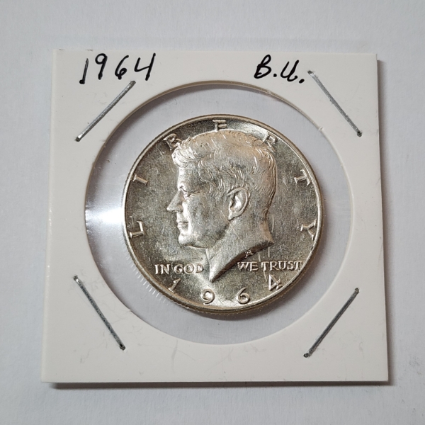 1964 Kennedy Half Dollar - 90% Silver U.S. Coin - "BU"