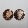 Image 1 : Two Mercury Head Design 1 AVDP Ounce .999 Fine Copper Rounds - 2 oz Copper Total!