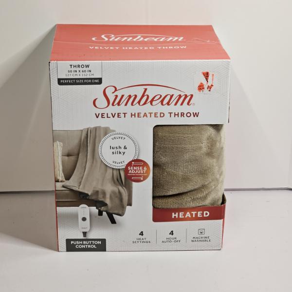 NEW IN BOX!!! Sunbeam Velvet Heated Throw (50x60")