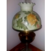 Image 2 : As Shown - Set Of 2 Lamps - Hand Painted 25" Floral Globe W Chuimney & Hurricane Candle Lamp