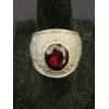 Image 5 : Nice Sterling Silver US Army Ring With Red Garnet Stone - Size 8 - Weighs 19.9 Grams