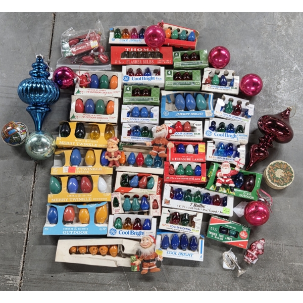 Large Collection Of Vintage Light Bulbs And Ornaments