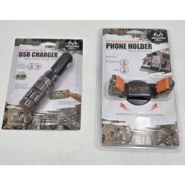 Brand New Camo Realtree Phone Holder And 12V Adjustable USB Charger Port 