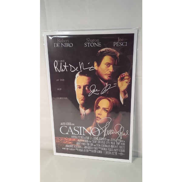 Autographed Robert De Niro, Sharon Stone, Joe Pesci "Casino" 17"x11" Poster With Authentigraph COA