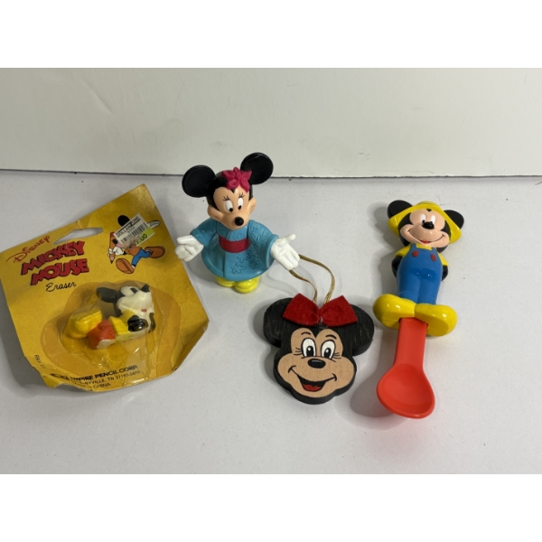 Mickey & Minnie Mouse Items - Disney - Mickey Spoon - Mickey Mouse Eraser in Package - Minnie Mouse 