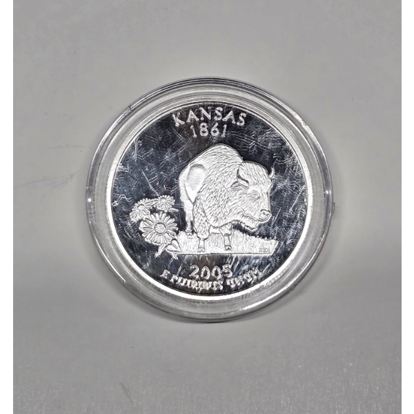2005 .999 Fine Silver Kansas State Quarter