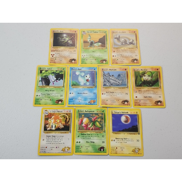 10 Vintage Assorted Pokemon Gym Leaders Trading Cards