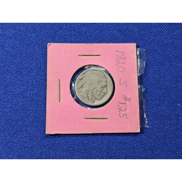 1920- S Indian Head Buffalo Nickel
