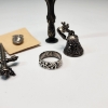 Image 3 : Sterling Silver Items: Pins, Floral Ring, Spoon Stamp, Thimble/Bell - Total Weight: 29.9g