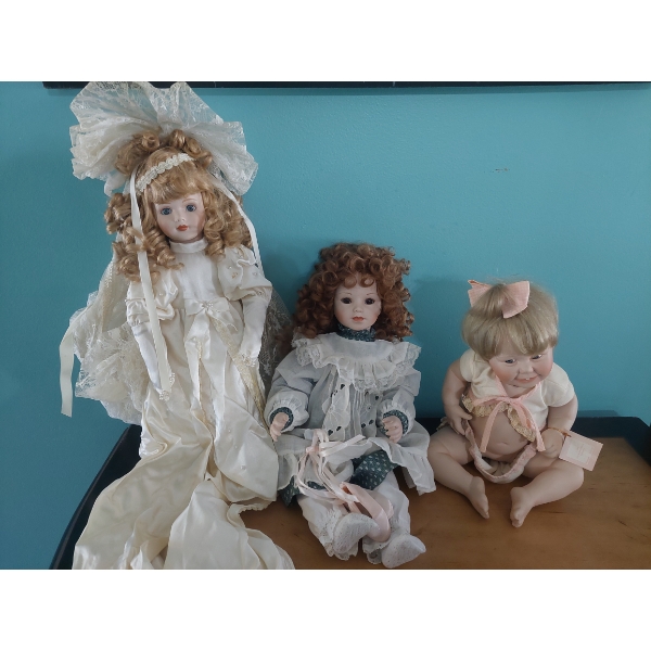 Group Of 3 Collectible Dolls - Described As Follows:  Read Description