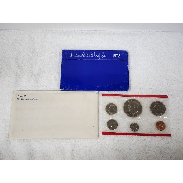 Three Assorted United States Coin Sets Featuring 1972 Proof & Two Uncirculated Coin Sets
