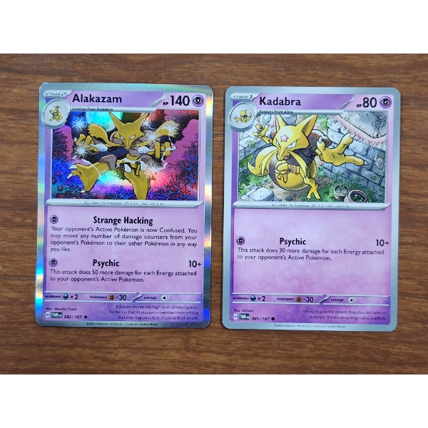Two Pokemon Trading Cards Ft. Holo Rare Alakazam & Non-Holo Kadabra