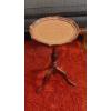 Image 1 : Round Antique Wooden Ruffled Edge 3Leg Pedestal Table 20" Tall - 12" Across - Excellent