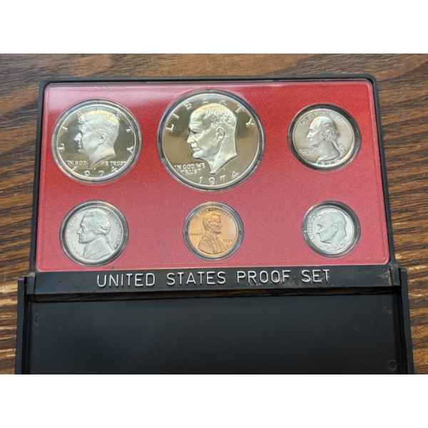 U.S. Proof Sets - FV $7.64 - 1973 -1974 - 1975 - 1979 - One Dollar - Half Dollar - Quarter - Dime - 